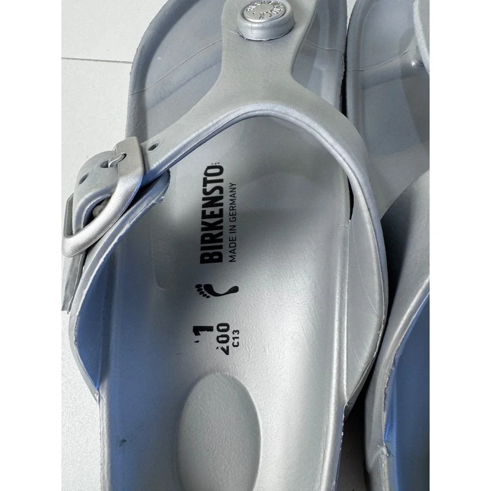 Birkenstock Gizeh EVA Kids Sandals Silver Size 31 13 Metallic Waterproof Shoes